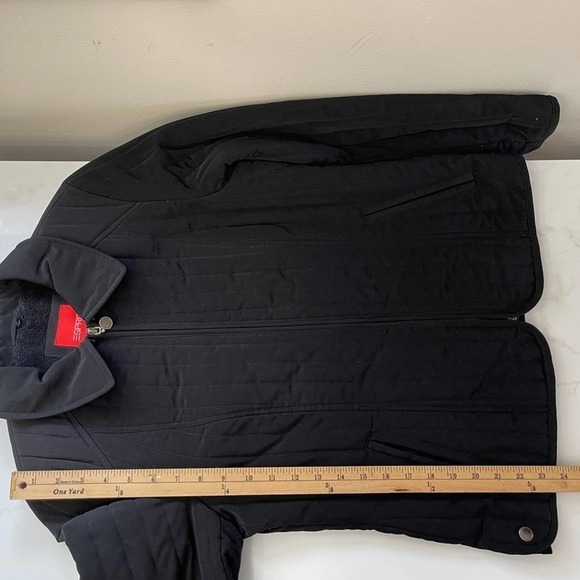 Esprit Black Quilted Jacket Womens Medium Full Zip‎ Faux Fur Fleeced Lined Coat - Picture 5 of 7